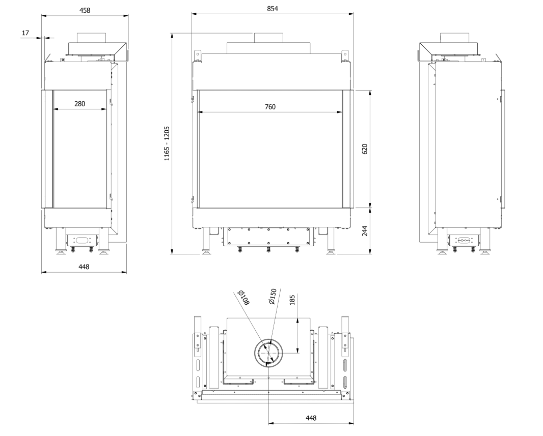 Газовая топка Kratki LEO/P/76/62/G31/37MBAR, баллонный газ Газовая топка Kratki LEO/P/76/62/G31/37MBAR, баллонный газ