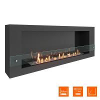 Биокамин SteelHeat WALL  LONG 1500 черный, стекло, стемалит Биокамин SteelHeat WALL  LONG 1500 черный, стекло, стемалит