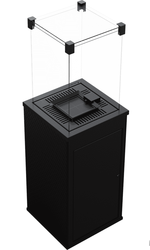Газовый нагреватель Kratki PATIO Mini/G31/37Mbar/CZ/P, стекло, черное тиснение, с пультом управления Газовый нагреватель Kratki PATIO Mini/G31/37Mbar/CZ/P, стекло, черное тиснение, с пультом управления